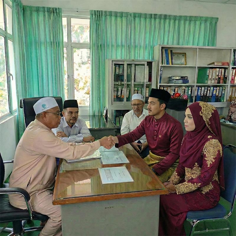 Bukti pasangan sebenar sedang melafazkan Ijab dan Kabul Nikah di Thailand Narathiwat bersama Nikahdnara